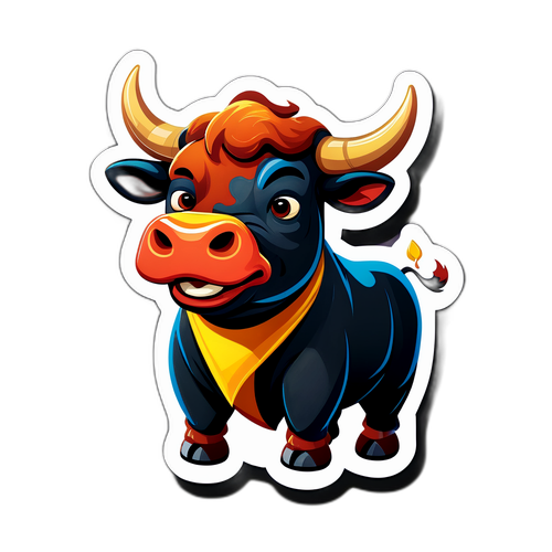 Stiker Kartun Pasar Bull Dukung Pertumbuhan