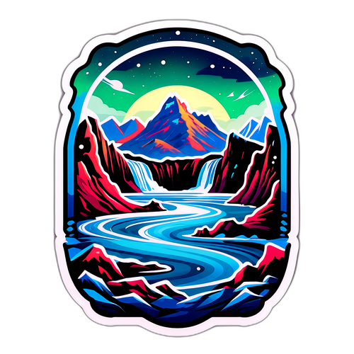 アイスランドの風景を描いた美しいステッカー