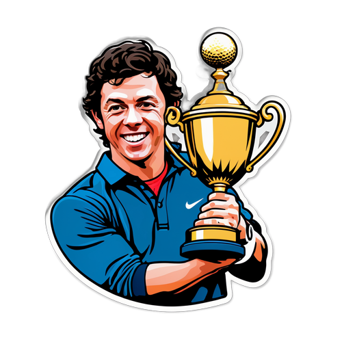 Pelekat Rory McIlroy Memegang Trofi