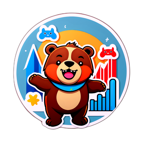 Grafik Indeks Harga Saham Menaik dengan Sticker Lucu