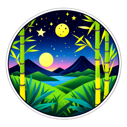 七夕の夜空と竹