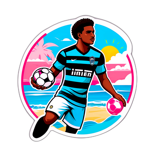 Интер Майами: футболист на фоне пляжа