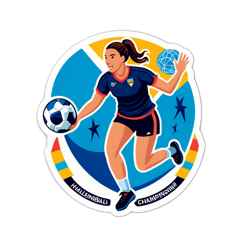 Sticker med kvindelig håndboldspiller
