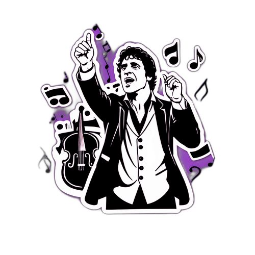 Sticker illustrant Julien Clerc en plein concert musical