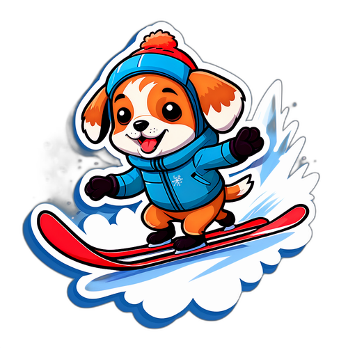 Hravé štěňátko na lyžích