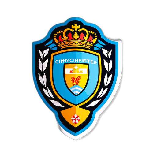 עיצוב יצירתי המשלב גביע כדורגל עם צבעי מנצ'סטר סיטי