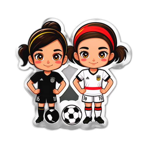 Sticker dễ thương về cầu thủ bóng đá nữ Đức và Tây Ban Nha