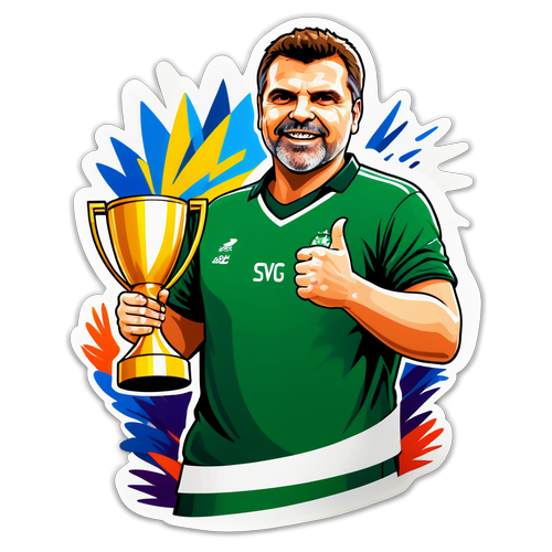 Angé Postecoglou med trofé