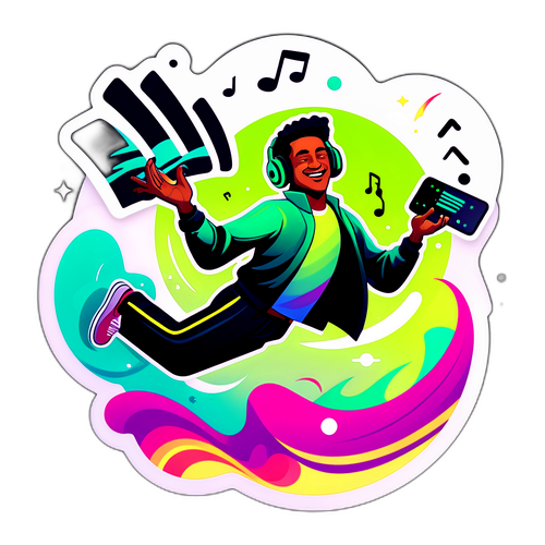 Літаючий плеєр Spotify з музичними хвилями
