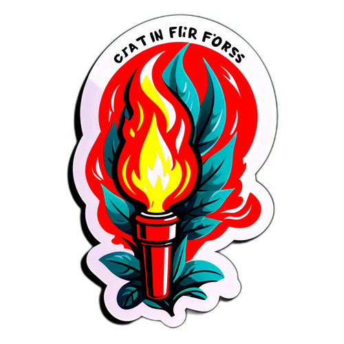 Antorcha de fuego con mensaje ambiental sobre el cuidado de los bosques