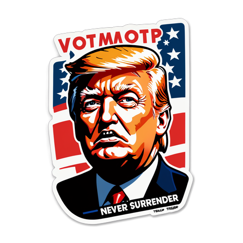 Wan't to Show Your Resistance? Discover the Bold 'Never Surrender' Sticker Featuring Donald Trump!