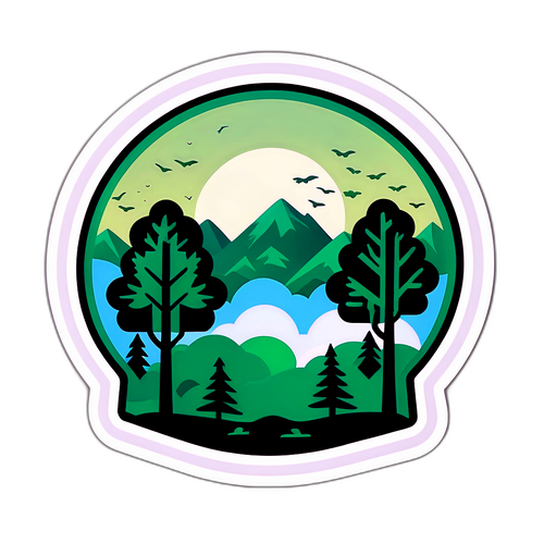 木々が煙霧を追い払うステッカー
