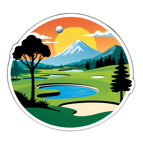 Pittoreske sticker van een golfbaan