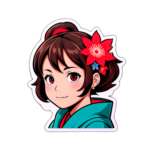 シンプルで優雅な文学デザインのステッカー(吉行 和子テーマ)