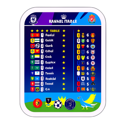 Bảng xếp hạng Premier League với hình ảnh vui nhộn