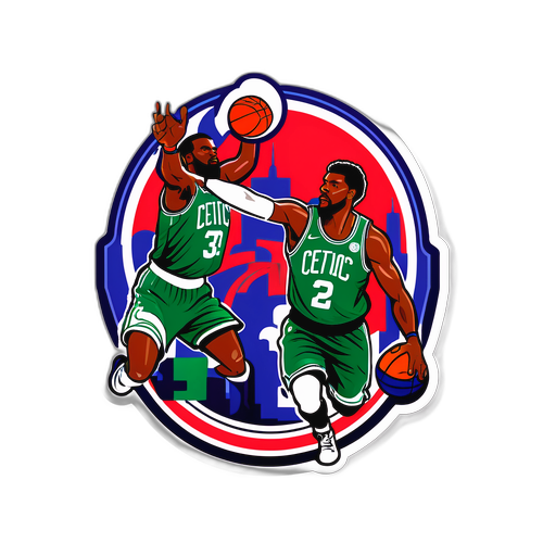 Ilustração Épica do Confronto Celtics vs Pistons