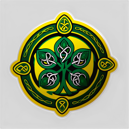 Unveiling the Celtic Spirit: Stunning Green and Gold Sticker Design! 