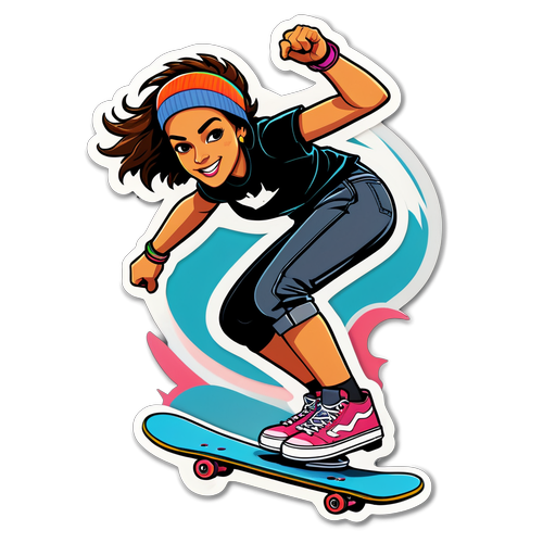 Pamela Rosa em Ação: O Sticker de Skate que Vai Aumentar sua Adrenalina!