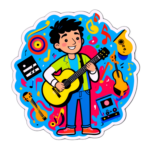 En morsom og quirki karakter med musikkmotiv