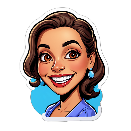 A adesivo da atriz Leandra Leal em estilo cartoon