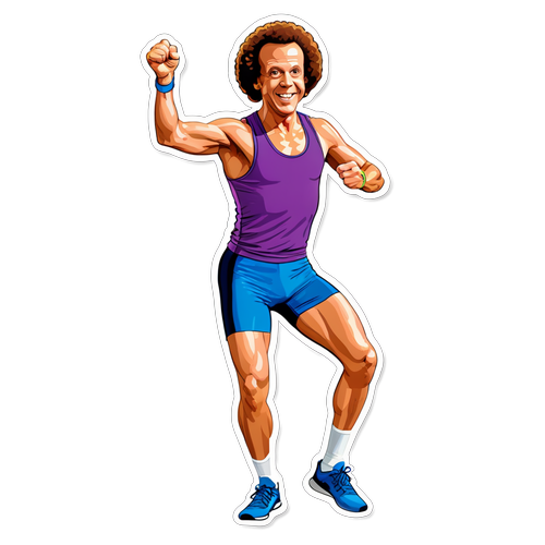 Glem Gym! Motiverende Richard Simmons-klistermærke Giver Dig Retro Fitness Vibes!