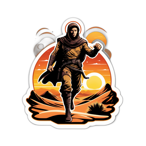 Faszinierender Aufkleber aus Dune mit dem Hauptcharakter in Aktion