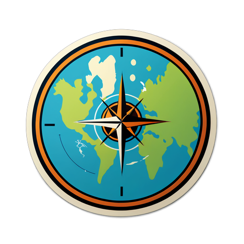 Adventure Awaits: Map and Compass Sticker