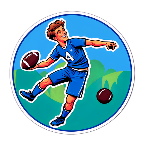 Comedic Sticker of Football Juggler