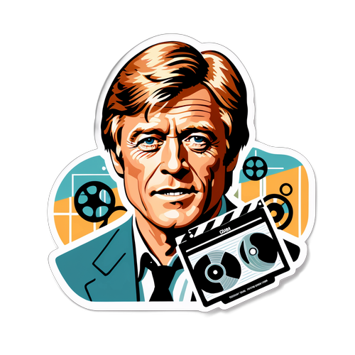 Retro-inspireret klistermærke af Robert Redford