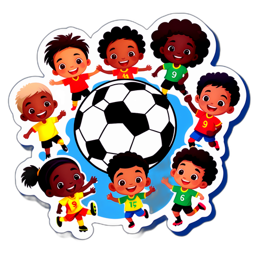 Artystyczna reprezentacja dzieci grających w piłkę nożną