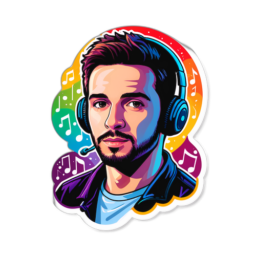 Retrato de Ryan Guilherme com Luzes e Notas Musicais