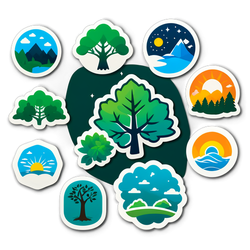四季變化的生態設計貼紙