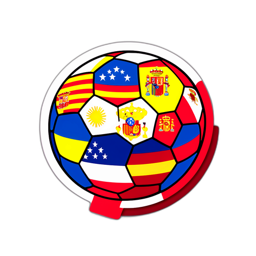 Miếng dán bóng đá tối giản với cờ Venezuela và Tây Ban Nha