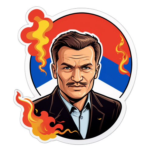 Sticker z Dmitrijem Kozakiem w stylu komiksowym