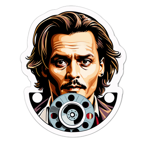 Adesivo vintage di Johnny Depp come star del cinema classico