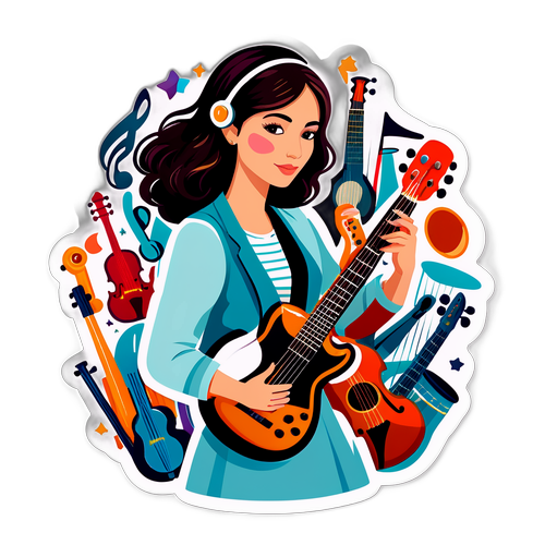Adesivo creativo di Gabriella Golia tra strumenti musicali