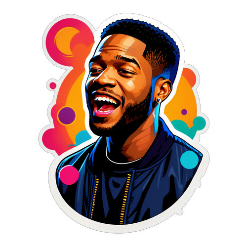 Un design mettant en avant Kid Cudi avec un texte flottant, révélant ses profondes influences musicales.