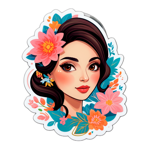 Aybüke Pusat'ın Sanatıyla Feminen Çiçek Motifli Çıkartma