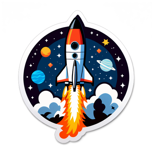 Rocket Ship Space Exploration Sticker