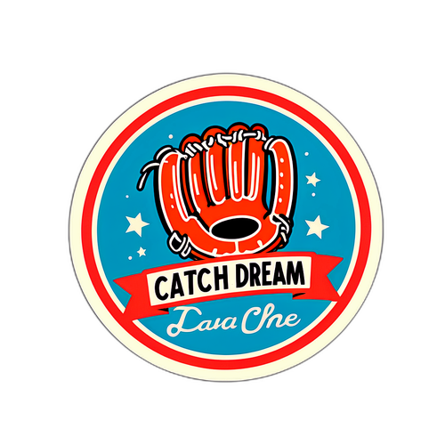 Retro Baseball Glove Badge Sticker