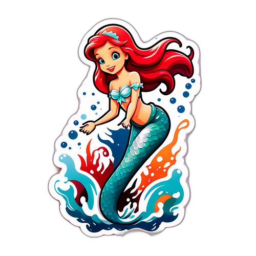 Una deliziosa sticker della Sirenetta di Copenaghen con un effetto spl splash