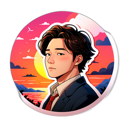 이영훈을 테마로 한 일몰 배경 스티커