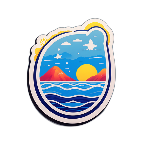 부산의 바다와 햇살을 느낄 수 있는 밝은 스티커