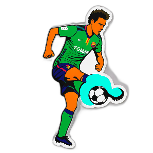 엘체와 바르셀로나의 경기에서 공을 차는 선수 디자인