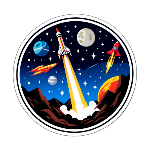 Rocket en Sterren Sticker