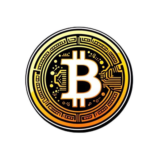 Stiker Simbol Bitcoin dengan Elemen Kebebasan Finansial