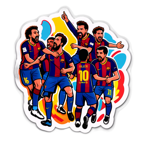 Stika ya Katuni ya Furaha ya Barça