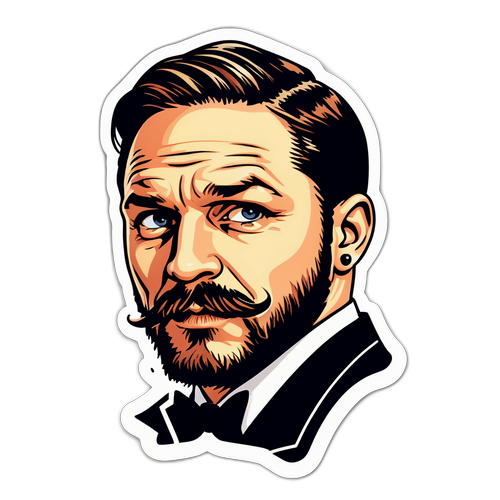Stylizovaný komiksový portrét Toma Hardyho