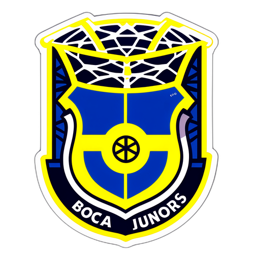 Nhãn dán phong cách logo Boca Juniors với các yếu tố bóng đá