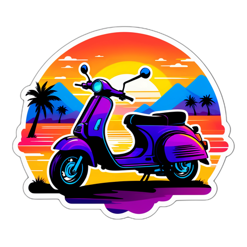 Vibrant Krajina Skútrů se Západem Slunce